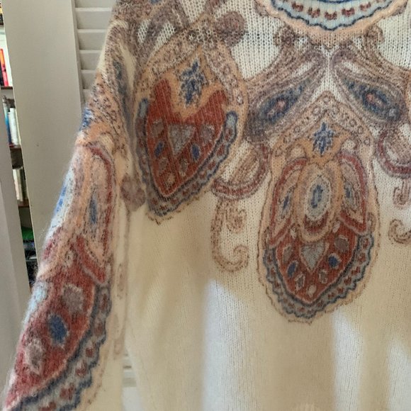Sezane Cream, Blue and Brown baroque style sweater. - Picture 2 of 7